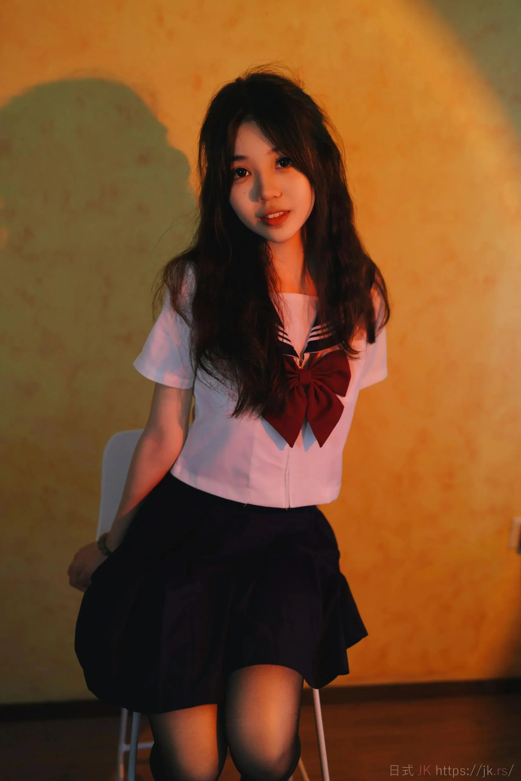 Young Woman Serene Courtyard Glimpse